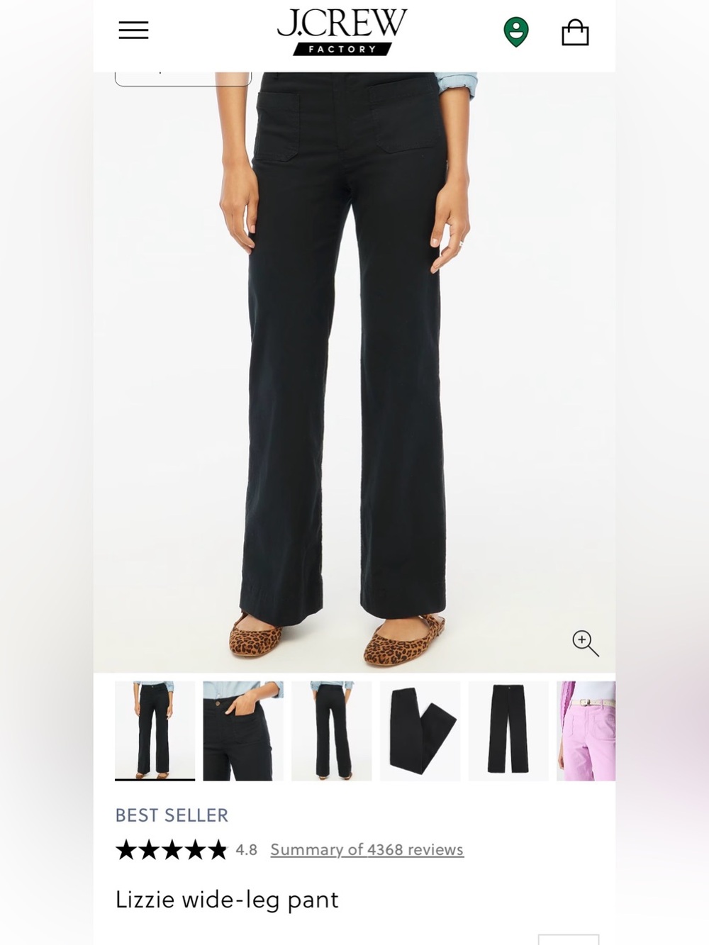 J. Crew Lizzie Black Wide-Leg Dress Pants
